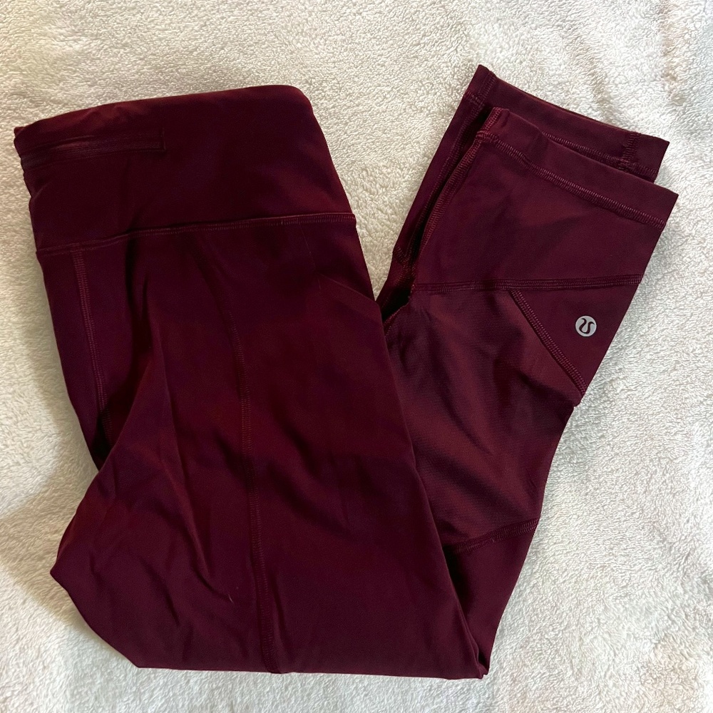 Lululemon Pace Rival Crops 22”- Garnet Red/Purple-  Size 6